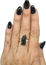 Load image into Gallery viewer, Rough Moldavite Ring, Size 7.5, Sterling Silver, Tektite, Meteorite Stone - GemzAustralia 