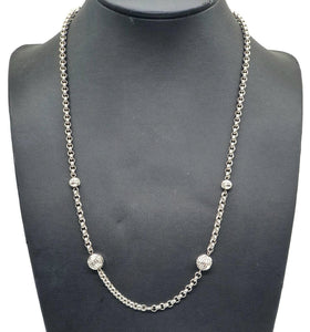 Belcher Link Chain, 54 cm, Rolo Chain, 925 Sterling Silver, Fancy Ball Chain - GemzAustralia 