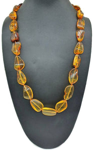 Baltic Amber Necklace, 64cm, Fossilized Tree Resin, Cognac & Honey Amber - GemzAustralia 