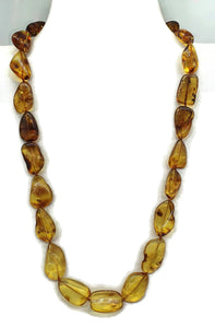 Baltic Amber Necklace, 64cm, Fossilized Tree Resin, Cognac & Honey Amber - GemzAustralia 