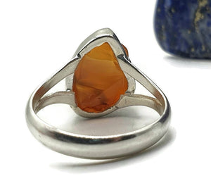 Raw Carnelian Ring, Size 8.5, Sterling Silver, Orange Gemstone, Rough Carnelian - GemzAustralia 