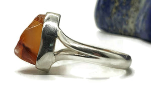 Raw Carnelian Ring, Size 8.5, Sterling Silver, Orange Gemstone, Rough Carnelian - GemzAustralia 