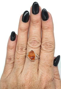 Raw Carnelian Ring, Size 8.5, Sterling Silver, Orange Gemstone, Rough Carnelian - GemzAustralia 