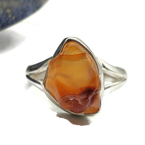 Raw Carnelian Ring, Size 8.5, Sterling Silver, Orange Gemstone, Rough Carnelian - GemzAustralia 