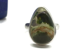 Load image into Gallery viewer, Chrome Chalcedony Ring, Size 7, Sterling Silver, Pear Shaped, Matorolite Gemstone - GemzAustralia 