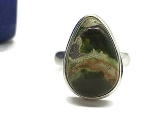 Chrome Chalcedony Ring, Size 7, Sterling Silver, Pear Shaped, Matorolite Gemstone - GemzAustralia 