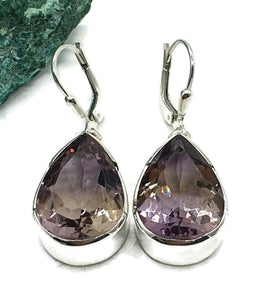 Ametrine Earrings, Sterling Silver, Pear Shaped, Mixture of Amethyst & Citrine - GemzAustralia 