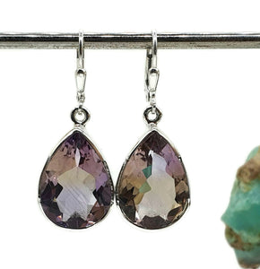 Ametrine Earrings, Sterling Silver, Pear Shaped, Mixture of Amethyst & Citrine - GemzAustralia 