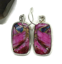 Load image into Gallery viewer, Oyster Turquoise &amp; Pink Opal Earring, Sterling Silver, Rectangle Shaped, Hot Pink Gem - GemzAustralia 