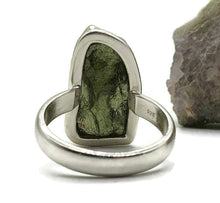 Load image into Gallery viewer, Rough Moldavite Ring, Size 7.5, Sterling Silver, Tektite, Meteorite Stone - GemzAustralia 