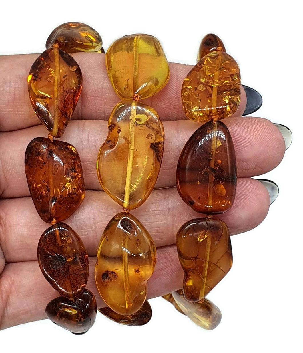 Baltic Amber Necklace, 64cm, Fossilized Tree Resin, Cognac & Honey Amber - GemzAustralia 