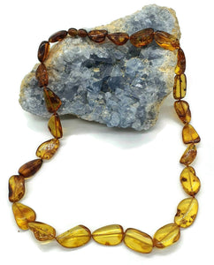 Baltic Amber Necklace, 64cm, Fossilized Tree Resin, Cognac & Honey Amber - GemzAustralia 