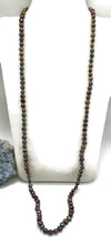 Load image into Gallery viewer, Long Metallic Baroque Pearl Necklace, 40 inches, Purple Green Lustre - GemzAustralia 