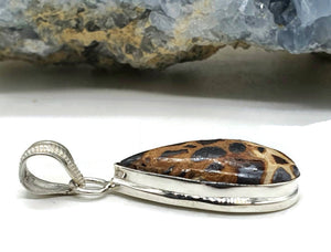 Bauxite Pendant, Sterling Silver, Pear Shaped, Cheetah Pattern, Release of Anger - GemzAustralia 