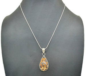 Bauxite Pendant, Sterling Silver, Pear Shaped, Cheetah Pattern, Release of Anger - GemzAustralia 