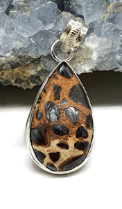 Bauxite Pendant, Sterling Silver, Pear Shaped, Cheetah Pattern, Release of Anger - GemzAustralia 