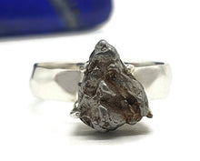 Load image into Gallery viewer, Meteorite Ring, Size 7, Sterling Silver, Metallic Grey Gem, 4 prong, Campo del Cielo stone - GemzAustralia 