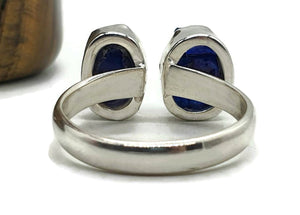 Blue Sapphire Ring, Size 8.5, Sterling Silver, Raw Sapphire, Double Sapphire Ring - GemzAustralia 