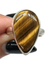 Load image into Gallery viewer, Tiger&#39;s Eye Ring, Size 9, Sterling Silver, Pear Shaped, Kundalini Awakening - GemzAustralia 