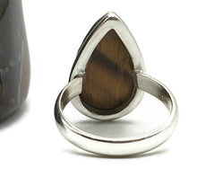 Load image into Gallery viewer, Tiger&#39;s Eye Ring, Size 9, Sterling Silver, Pear Shaped, Kundalini Awakening - GemzAustralia 