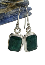 Load image into Gallery viewer, Emerald Earrings, Sterling Silver, May Birthstone, Rectangle Shaped, Stone of Inspiration - GemzAustralia 