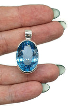 Load image into Gallery viewer, AAA+ Swiss Blue Topaz Pendant, 39 carats, Sterling Silver, Oval Faceted - GemzAustralia 