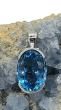 Load image into Gallery viewer, AAA+ Swiss Blue Topaz Pendant, 39 carats, Sterling Silver, Oval Faceted - GemzAustralia 