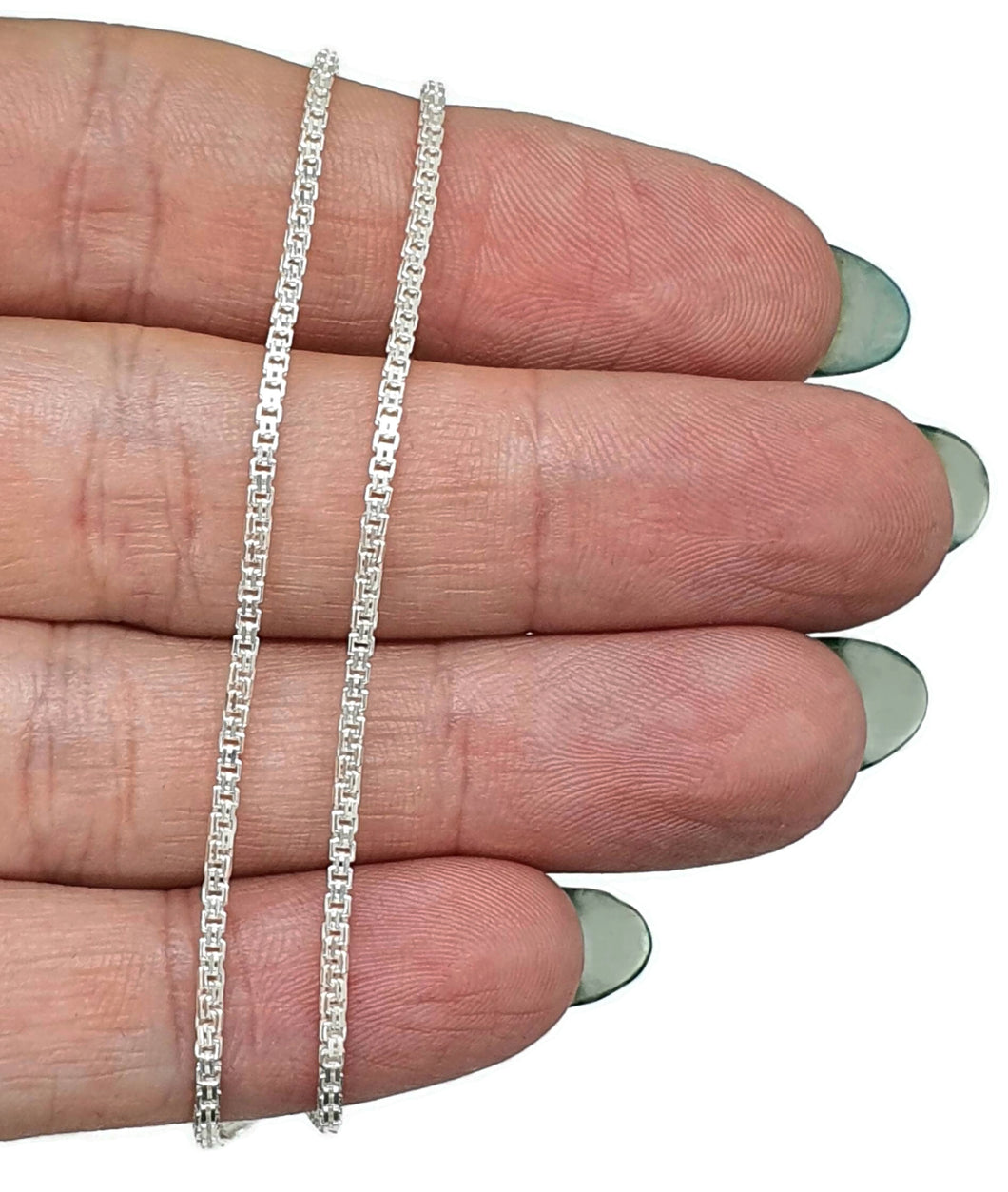 Box Chain, Sterling Silver, 45cm, 18 inches, Shiny Silver Chain, Hang Pendants - GemzAustralia 