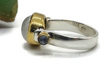 Load image into Gallery viewer, Rainbow Moonstone &amp; Labradorite Ring, Size N, Sterling Silver, 18K Gold plated - GemzAustralia 