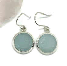 Load image into Gallery viewer, Aquamarine Earrings, Sterling Silver, March Birthstone, Round Shaped, 33 carats - GemzAustralia 