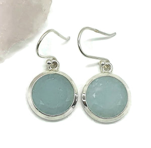 Aquamarine Earrings, Sterling Silver, March Birthstone, Round Shaped, 33 carats - GemzAustralia 