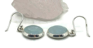 Aquamarine Earrings, Sterling Silver, March Birthstone, Round Shaped, 33 carats - GemzAustralia 