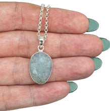 Load image into Gallery viewer, Faceted Aquamarine Pendant, Sterling Silver, March Birthstone, Rustic Oval Shape - GemzAustralia 