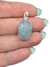 Load image into Gallery viewer, Faceted Aquamarine Pendant, Sterling Silver, March Birthstone, Rustic Oval Shape - GemzAustralia 