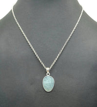 Load image into Gallery viewer, Faceted Aquamarine Pendant, Sterling Silver, March Birthstone, Rustic Oval Shape - GemzAustralia 