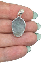 Load image into Gallery viewer, Faceted Aquamarine Pendant, Sterling Silver, March Birthstone, Rustic Oval Shape - GemzAustralia 