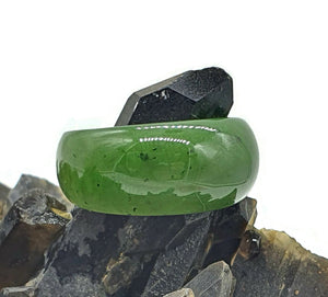 Canadian Jade Ring, Size 9, Deep Green Jade, British Columbia Nephrite Jade - GemzAustralia 