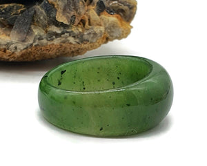 Canadian Jade Ring, Size 9, Deep Green Jade, British Columbia Nephrite Jade - GemzAustralia 