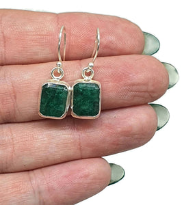 Emerald Earrings, Sterling Silver, May Birthstone, Rectangle Shaped, Stone of Inspiration - GemzAustralia 