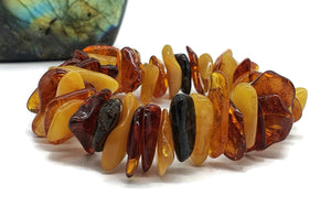 Baltic Amber Bracelet, Fossilized Tree Resin, Cognac, Butterscotch & Black Amber - GemzAustralia 