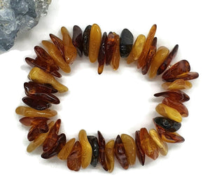 Baltic Amber Bracelet, Fossilized Tree Resin, Cognac, Butterscotch & Black Amber - GemzAustralia 