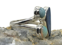 Load image into Gallery viewer, Australian Opal, Larimar &amp; Ethiopian Opal Ring, Size 6, Sterling Silver, Aura Gem - GemzAustralia 