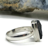 Load image into Gallery viewer, Shungite Ring, Size 7, Sterling Silver, Rectangle Shaped, Black Lustrous Gemstone - GemzAustralia 