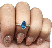 Load image into Gallery viewer, Swiss Blue Topaz Ring, Size 6.5, Marquise Faceted, 1.2 carats, Sterling Silver - GemzAustralia 