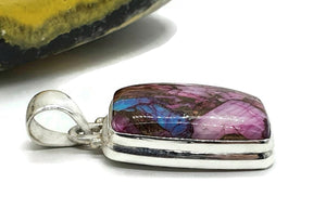 Pink Opal & Oyster Turquoise Pendant, Sterling Silver, Rectangle Shaped - GemzAustralia 