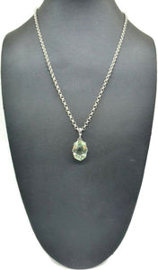 Prasiolite Pendant, Oval shaped, Sterling Silver, Green Amethyst Gemstone, Spiritual Stone - GemzAustralia 