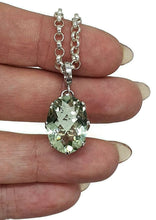 Load image into Gallery viewer, Prasiolite Pendant, Oval shaped, Sterling Silver, Green Amethyst Gemstone, Spiritual Stone - GemzAustralia 