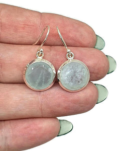 Aquamarine Earrings, Sterling Silver, March Birthstone, Round Shaped, 33 carats - GemzAustralia 