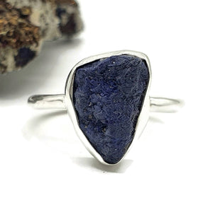 Stunning Blue Azurite Ring, size 7, Sterling Silver, Raw Gemstone, Natural Gemstone - GemzAustralia 