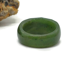 Green Jade Ring, Size 7.5, Deep Green Nephrite Jade, Faceted, British Columbia Jade - GemzAustralia 